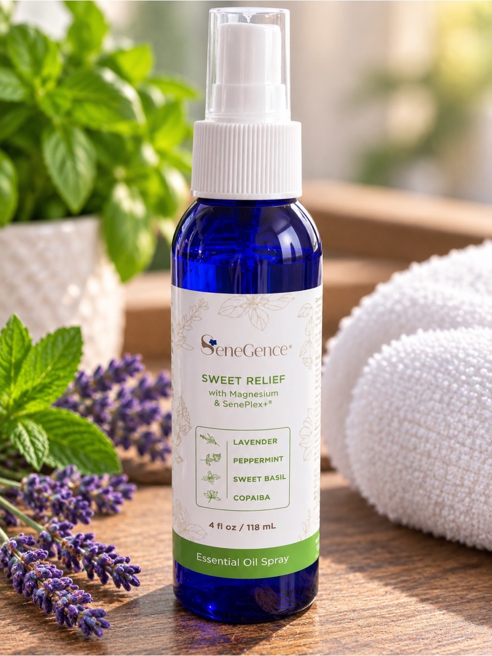SeneGence Sweet Relief Magnesium Essential Oil Spray 4 oz – New